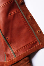 Copper-colored suede leather work jacket - Image n°11
