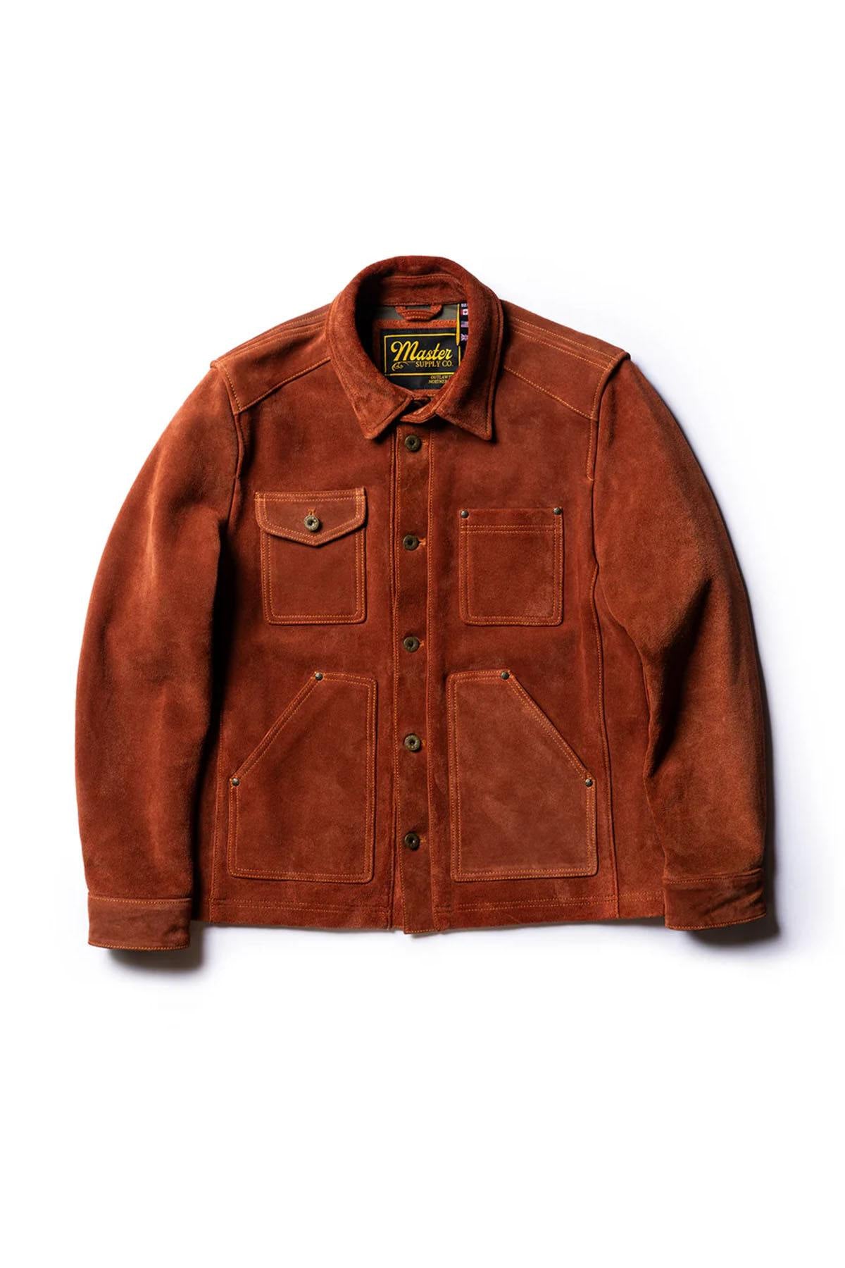 Copper-colored suede leather work jacket - Image n°14