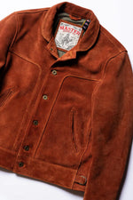 Copper-colored cowhide leather jacket with a velvet effect - Image n°10