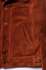 Copper-colored cowhide leather jacket with a velvet effect - Image n°6