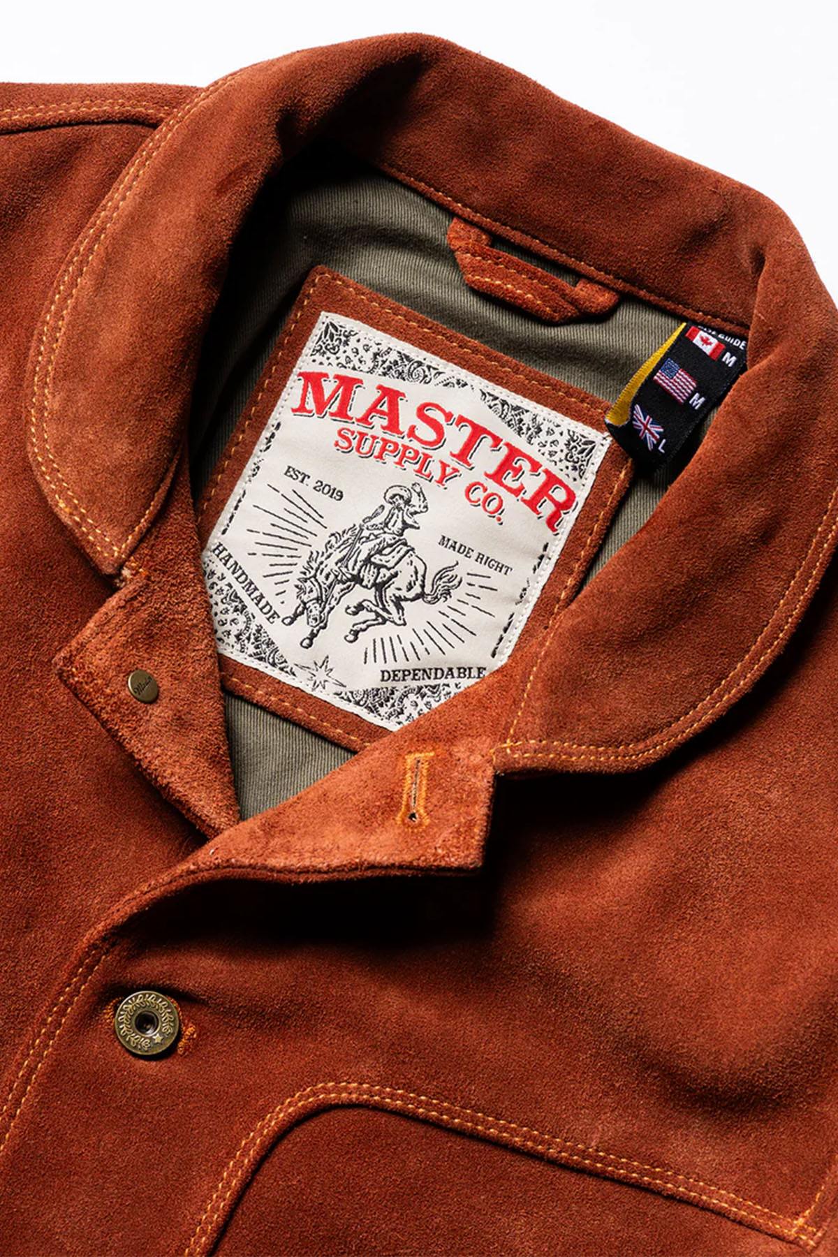 Copper-colored cowhide leather jacket with a velvet effect - Image n°4