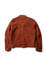 Copper-colored cowhide leather jacket with a velvet effect - Image n°7