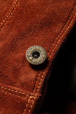 Copper-colored cowhide leather jacket with a velvet effect - Image n°11