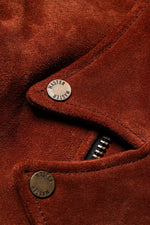 Copper-colored leather fringed biker jacket in a western style - Image n°6