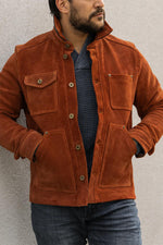 Copper-colored suede leather work jacket - Image n°12