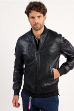 Dark brown leather bomber jacket from the Patrouille de France - Image n°3