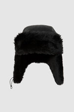 Black double-sided sheepskin hat - Image n°5
