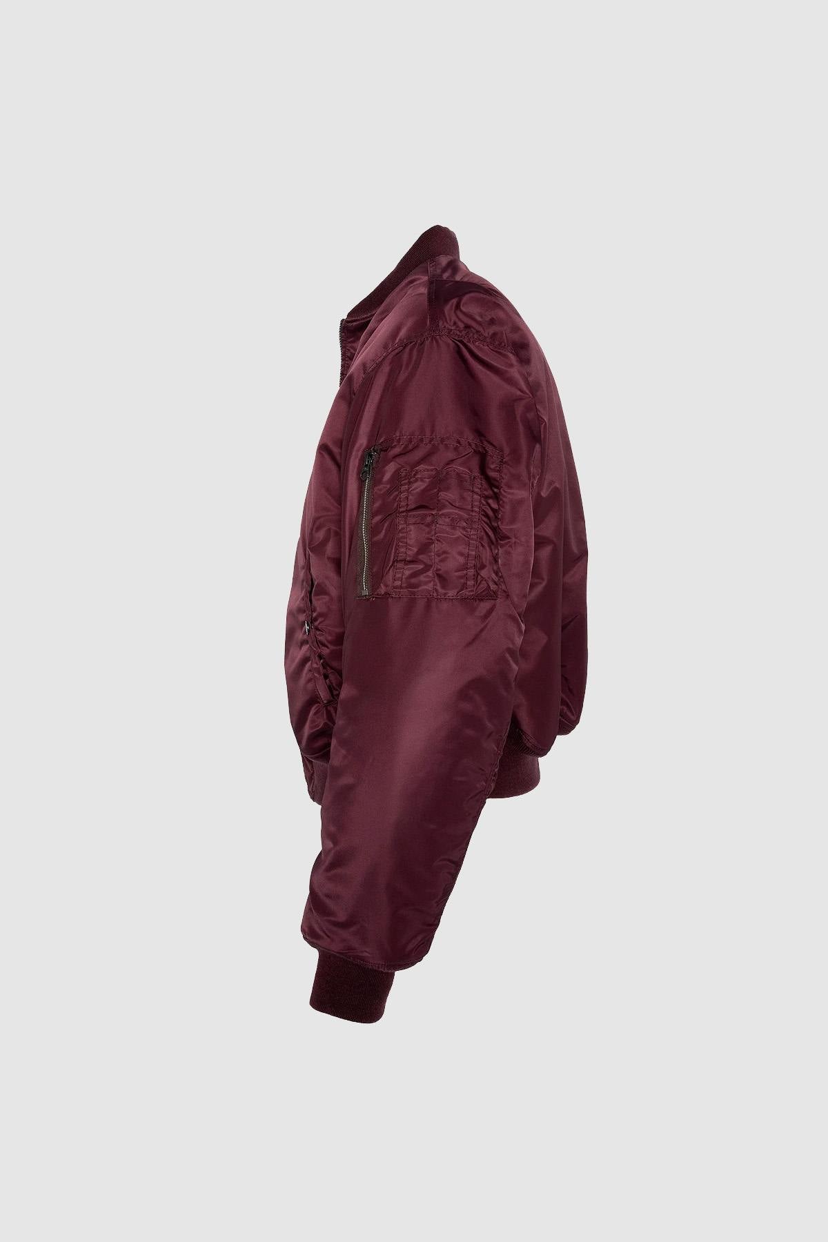 Oversized burgundy MA-1 90's bomber jacket in recycled nylon - Image n°5