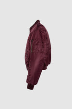 Oversized burgundy MA-1 90's bomber jacket in recycled nylon - Image n°5