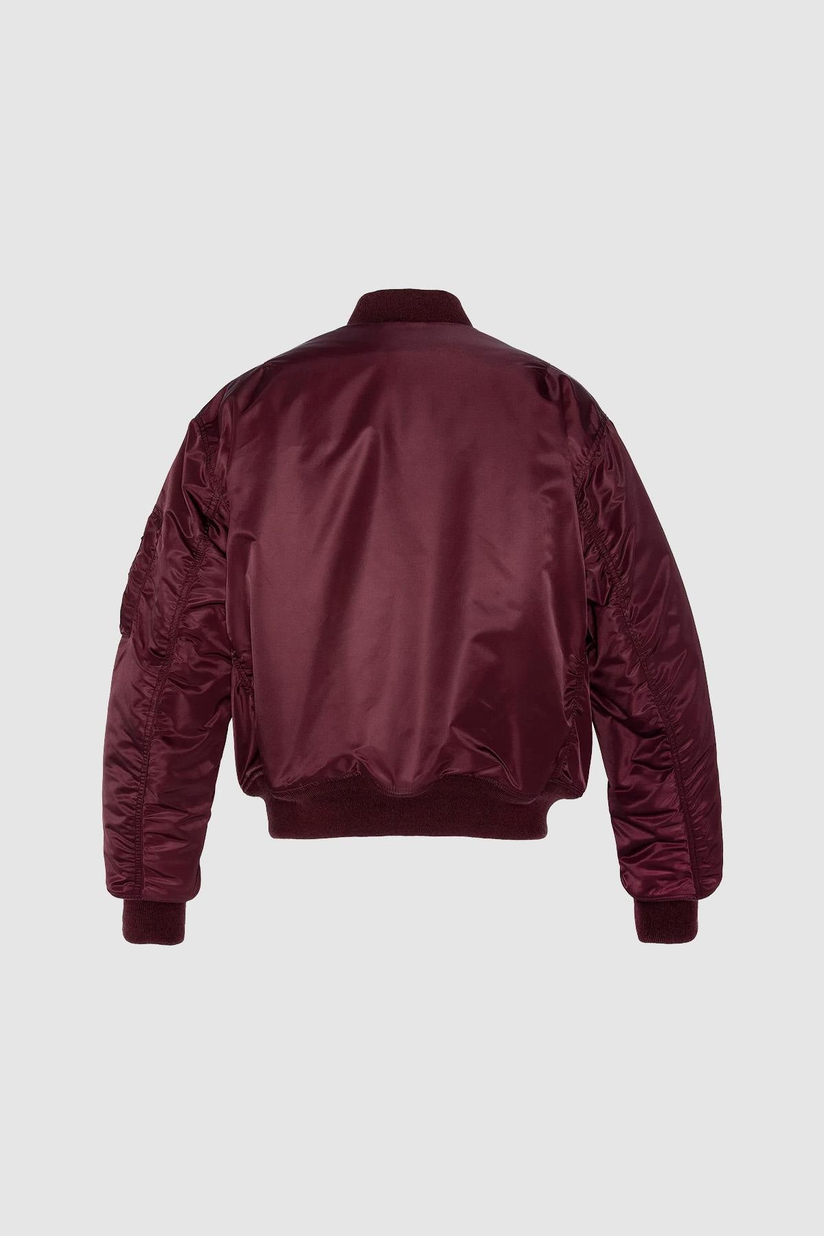 Oversized burgundy MA-1 90's bomber jacket in recycled nylon - Image n°6