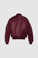 Oversized burgundy MA-1 90's bomber jacket in recycled nylon - Image n°6