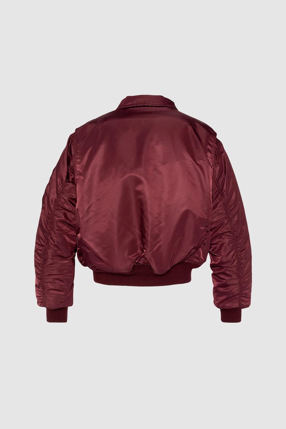 CWU 90's dark burgundy oversized bomber jacket in recycled nylon - Image n°2