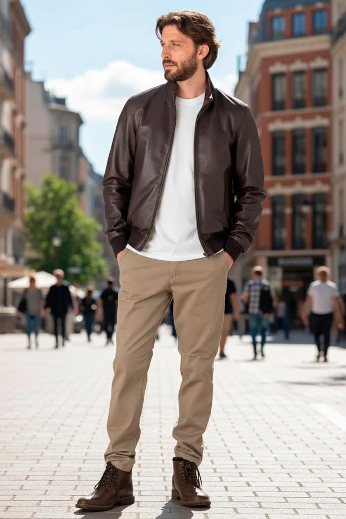 Sober brown leather bombers - Image n°4