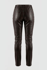 Women's brown leather pants - Image n°2