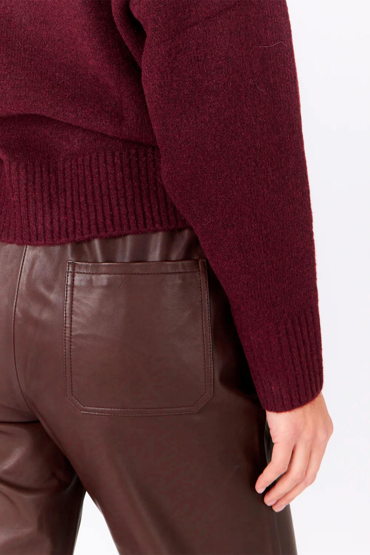 Leather trousers with a thin, lightweight elasticated waistband - Image n°3