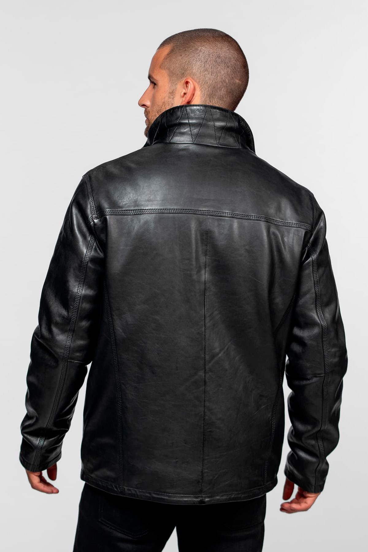 Long black lambskin jacket - Image n°6