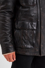 Men's multi-pocket black leather jacket - Image n°5
