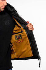 Black hooded biker jacket with shoulder stitching - Image n°7