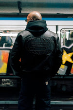 Redskins x Jacker black leather jacket with embroidered shirt collar - Image n°5