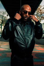 Redskins x Jacker black leather jacket with embroidered shirt collar - Image n°8