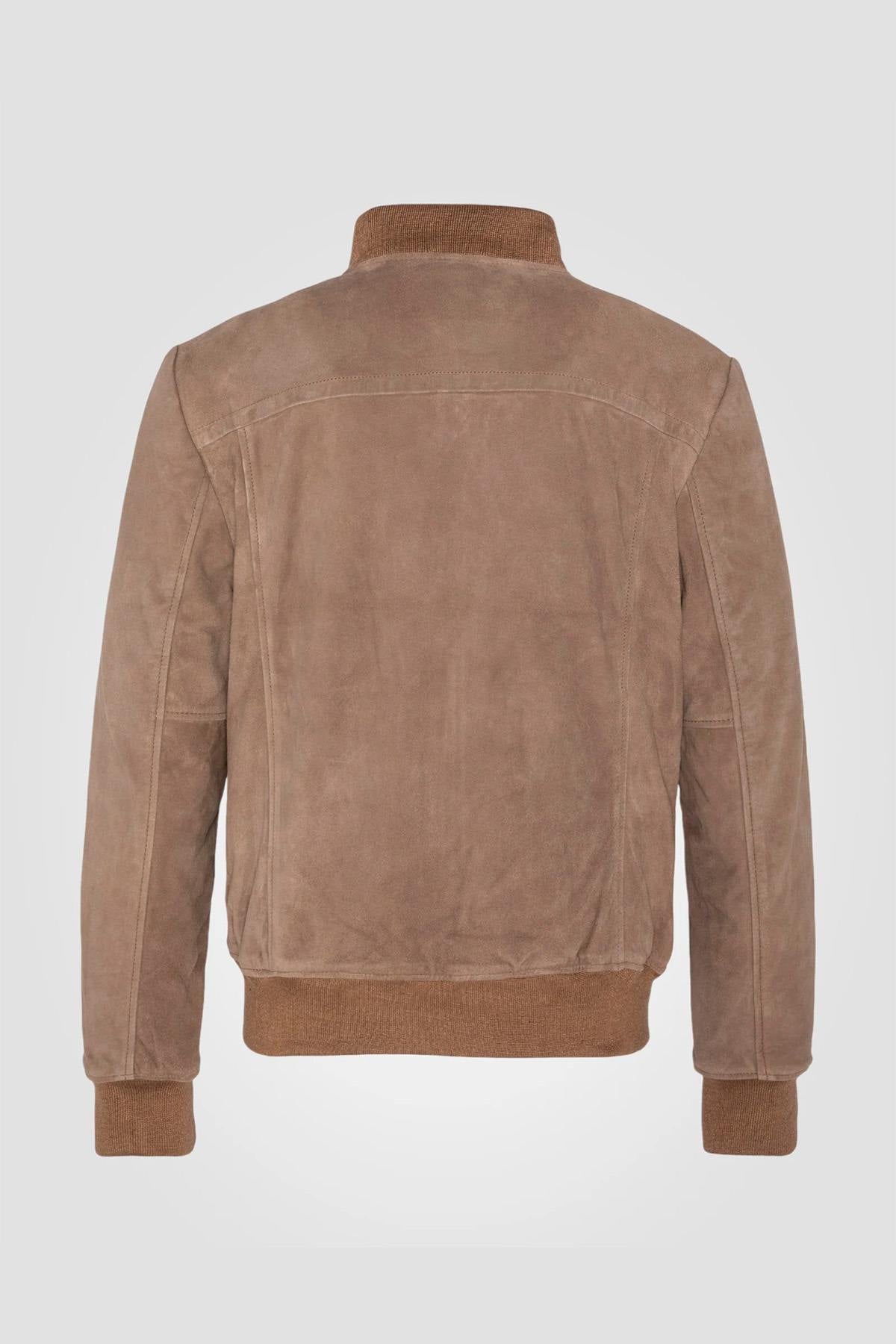 Schott LC300: dark beige suede goat leather, timeless teddy style. - Image n°9