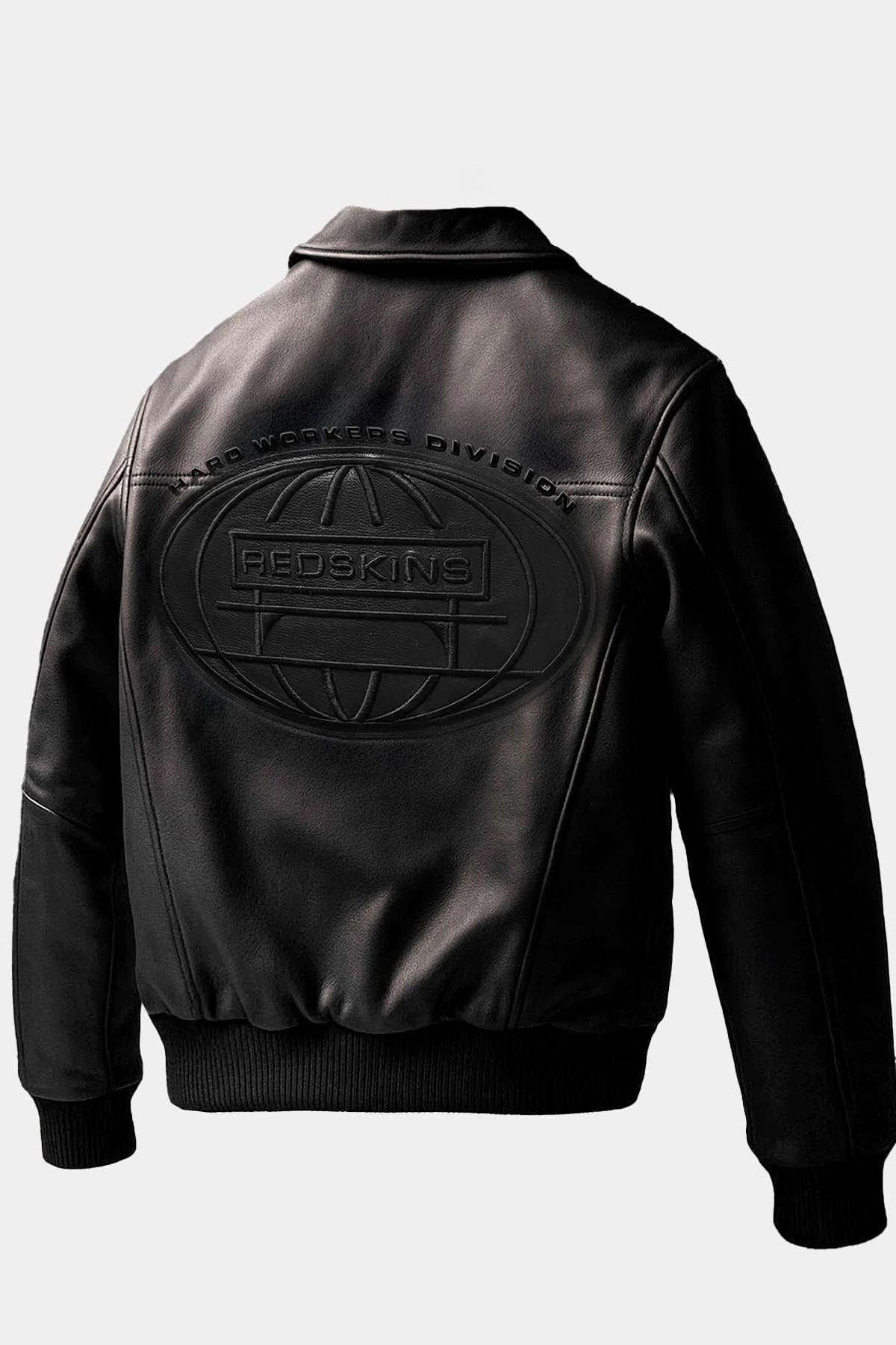 Redskins x Jacker black leather jacket with embroidered shirt collar - Image n°10