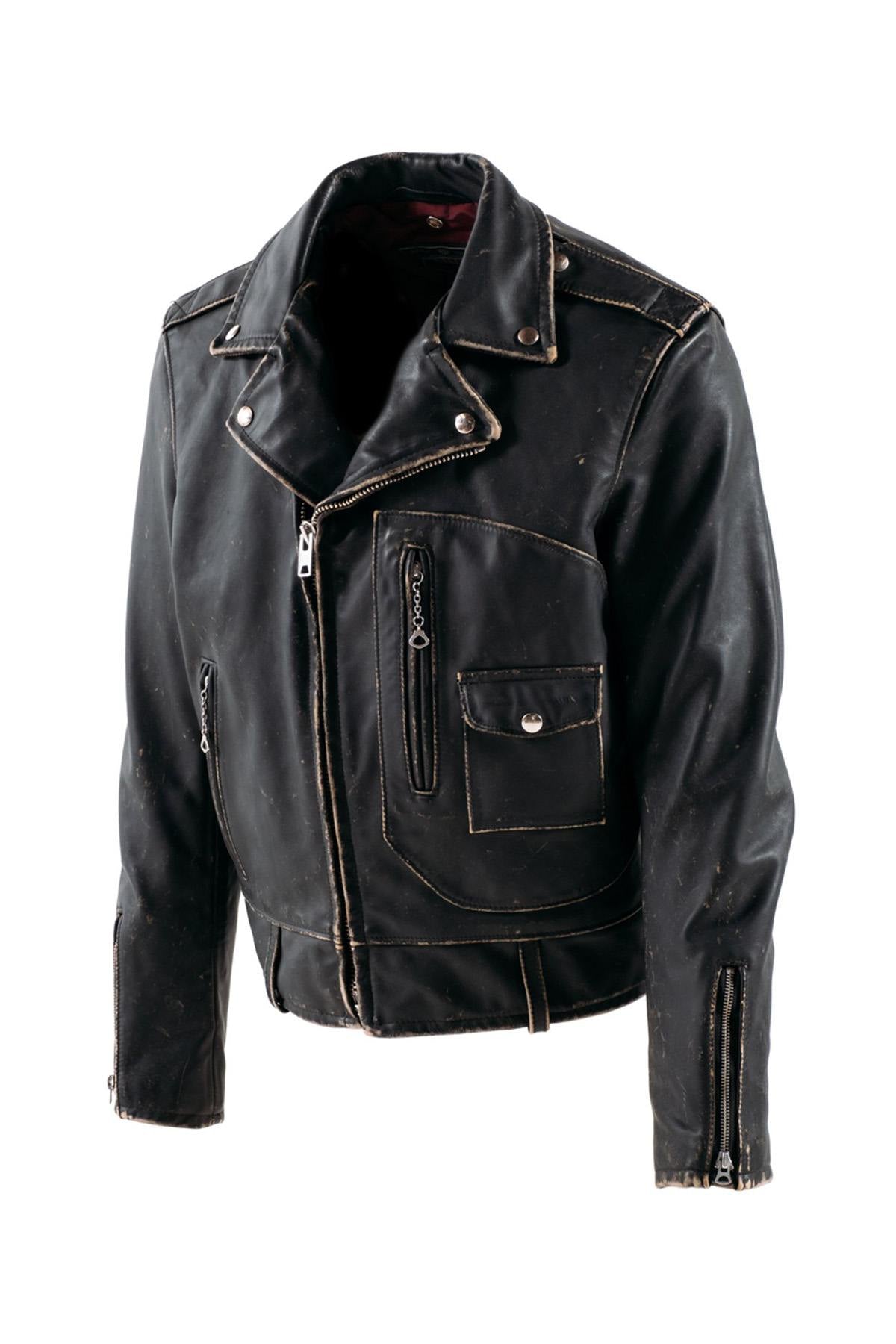 Vintage-style leather biker jacket, Made in the USA - Image n°6