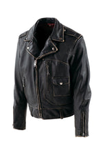 Vintage-style leather biker jacket, Made in the USA - Image n°6