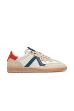 Low-top sneakers in ecru and navy red leather - Image n°3