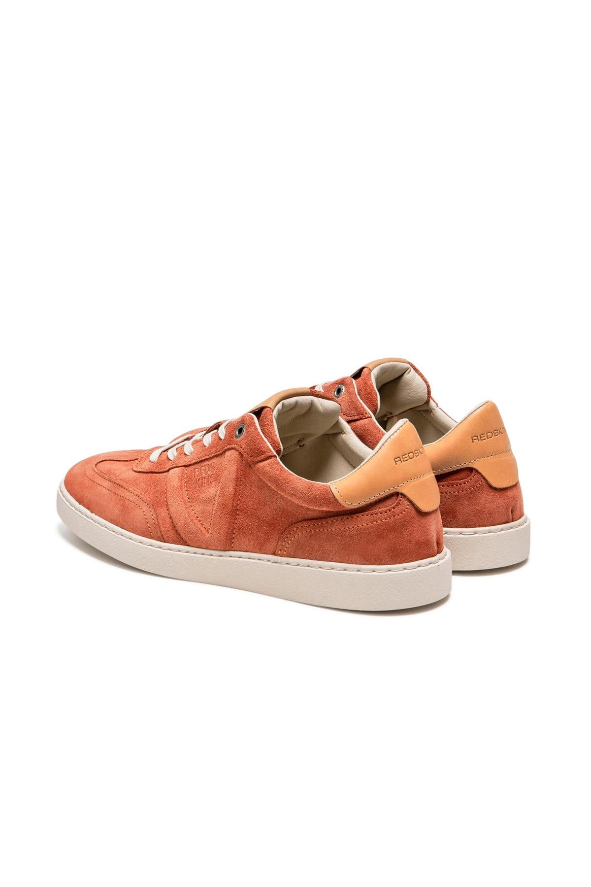 Low-top sneakers in brick-colored suede leather - Image n°2