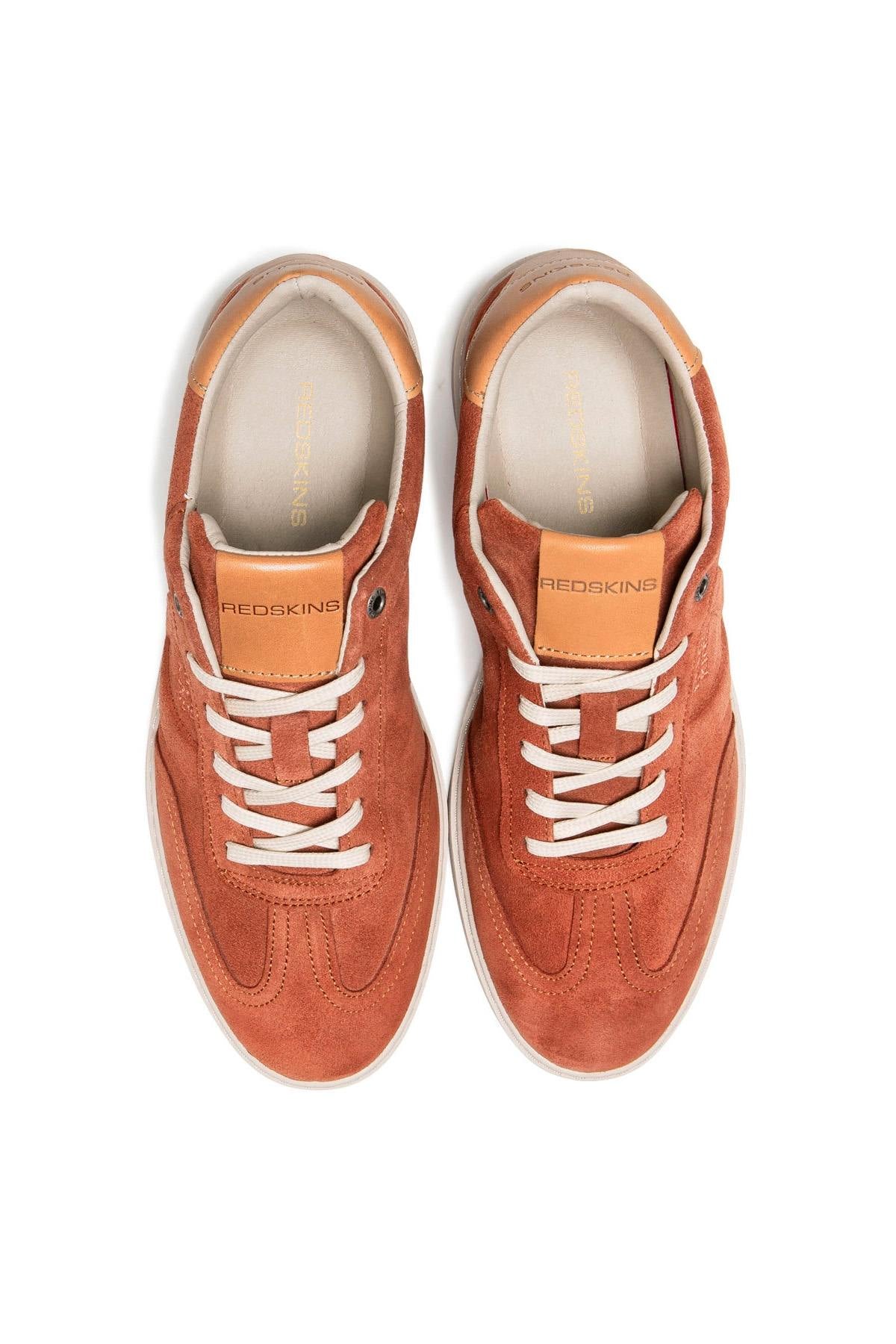 Low-top sneakers in brick-colored suede leather - Image n°3