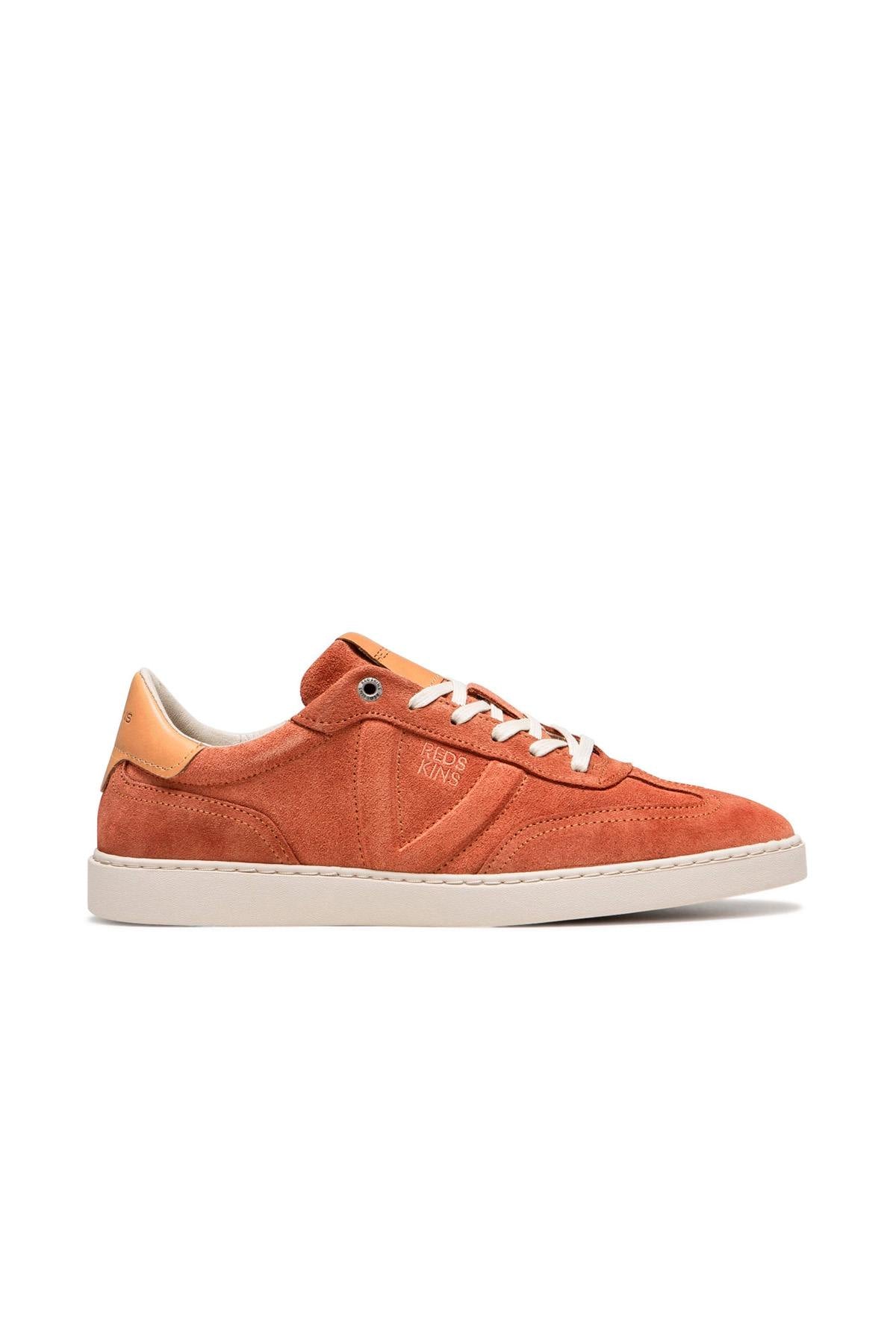 Low-top sneakers in brick-colored suede leather - Image n°4