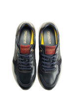 Chestnut navy blue leather sneakers - Image n°4
