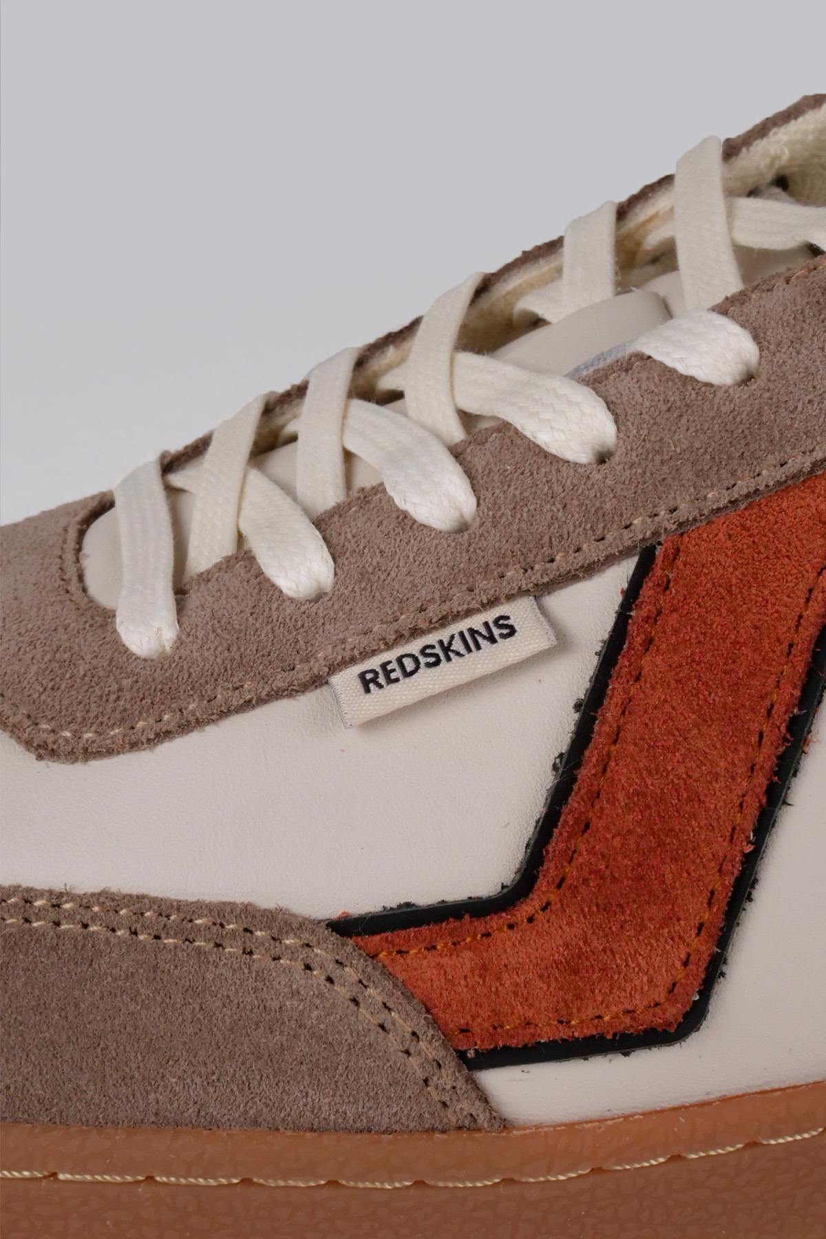 Low-top sneakers with laces in ecru, green and orange - Image n°5