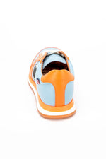Le Mans 66 sky blue and orange leather sneakers - Image n°7