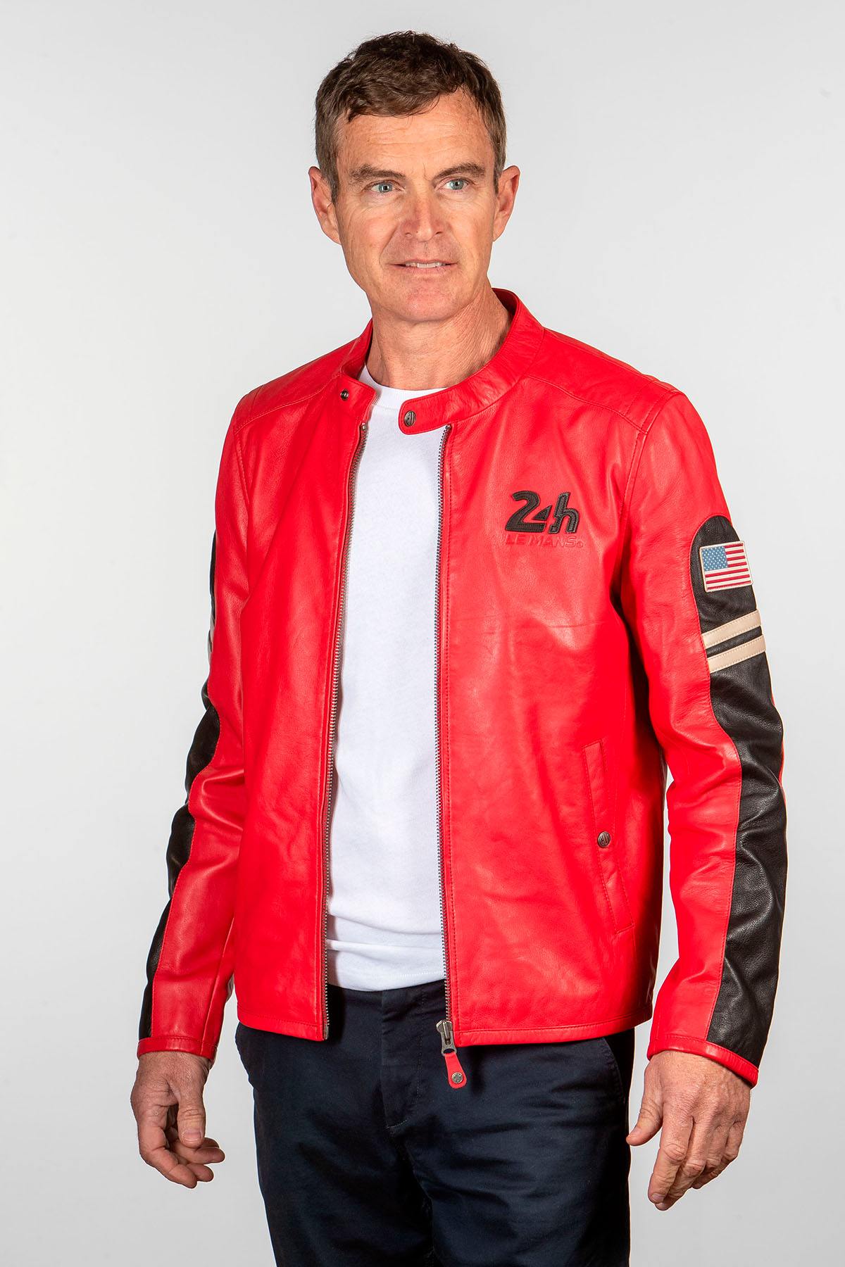 Red Steve McQueen leather jacket - Image n°1