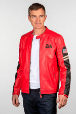 Red Steve McQueen leather jacket - Image n°1
