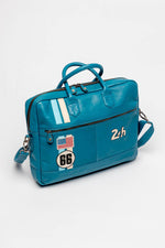 Mallard blue leather messenger bag - Image n°3