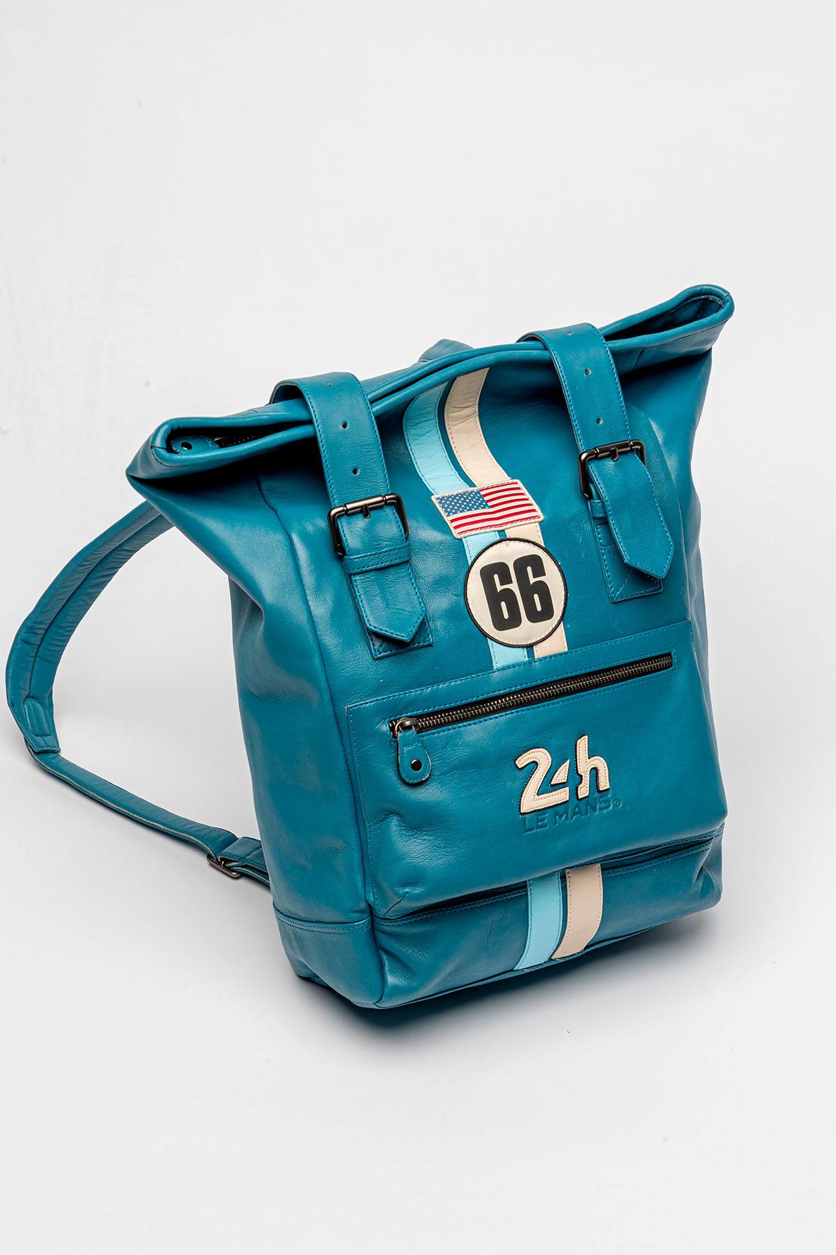 Mallard blue leather backpack, 24h Le Mans edition - Image n°2