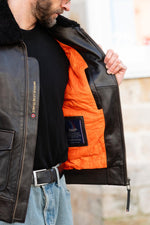 Patrouille de France brown leather aviator jacket - Image n°9