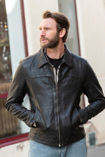 Black lambskin jacket with an aged finish, soft and lightweight. - Image n°5