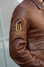Tobacco brown sheep leather jacket, aviator style, crafted in Italy. - Image n°2