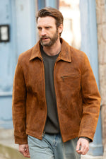 Brown oiled nubuck jacket, Made in USA - Image n°1