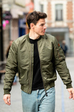 Khaki nylon bomber jacket - Image n°1
