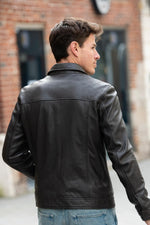 Brown lambskin jacket by Serge Pariente. Slim, soft, and versatile. - Image n°3