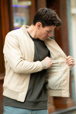 men's off-white leather bomber jacket - Image n°2