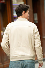 men's off-white leather bomber jacket - Image n°4
