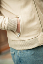 men's off-white leather bomber jacket - Image n°5