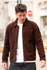 Lightweight goatskin suede jacket by Schott, dark brown and timeless. - Image n°6