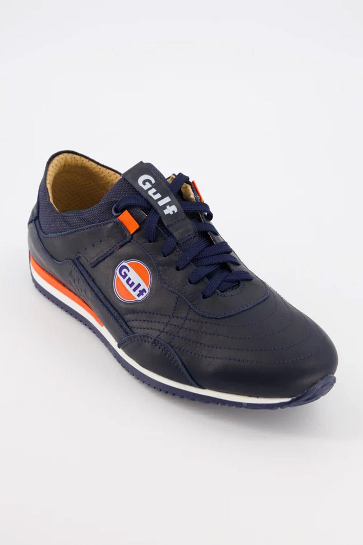 Gulf navy blue leather low-top sneakers - Image n°2